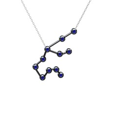 Aquarius Kolye - Lab safir 925 ayar siyah rodyum kaplama gümüş kolye (40 cm beyaz altın rolo zincir) #1m87pvc