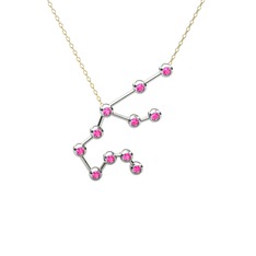 Aquarius Kolye - Pembe kuvars 925 ayar gümüş kolye (40 cm gümüş rolo zincir) #1mh5ulz