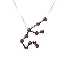 Aquarius Kolye - Kök yakut 925 ayar siyah rodyum kaplama gümüş kolye (40 cm rose altın rolo zincir) #1mtu4q0