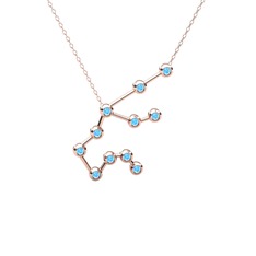 Aquarius Kolye - Akuamarin 925 ayar rose altın kaplama gümüş kolye (40 cm rose altın rolo zincir) #1n0jlmu