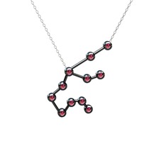 Aquarius Kolye - Rodolit garnet 925 ayar siyah rodyum kaplama gümüş kolye (40 cm gümüş rolo zincir) #1obcvct