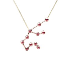 Aquarius Kolye - Rodolit garnet 14 ayar rose altın kolye (40 cm gümüş rolo zincir) #1orgs6c