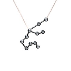 Aquarius Kolye - Beyaz zirkon 925 ayar siyah rodyum kaplama gümüş kolye (40 cm rose altın rolo zincir) #1pzrdd0
