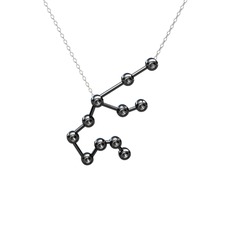 Aquarius Kolye - Siyah zirkon 925 ayar siyah rodyum kaplama gümüş kolye (40 cm beyaz altın rolo zincir) #1sxsgvr