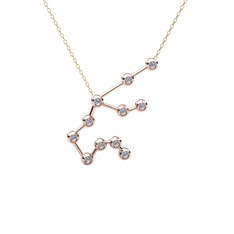 Aquarius Kolye - Beyaz zirkon 18 ayar rose altın kolye (40 cm altın rolo zincir) #1u24fcf