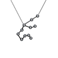 Aquarius Kolye - Swarovski 925 ayar siyah rodyum kaplama gümüş kolye (40 cm gümüş rolo zincir) #1xxzbyn