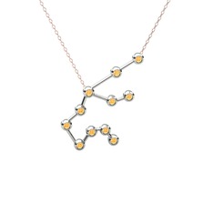 Aquarius Kolye - Sitrin 18 ayar beyaz altın kolye (40 cm rose altın rolo zincir) #4r04na