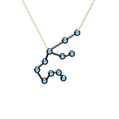 Aquarius Kolye - Akuamarin 925 ayar siyah rodyum kaplama gümüş kolye (40 cm gümüş rolo zincir) #6l5ug4