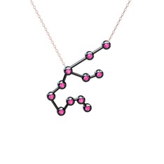 Aquarius Kolye - Pembe kuvars 925 ayar siyah rodyum kaplama gümüş kolye (40 cm rose altın rolo zincir) #7vn741