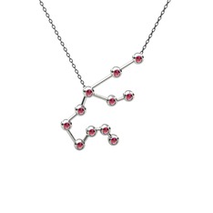 Rodolit garnet 14 ayar beyaz altın kolye (40 cm gümüş rolo zincir)