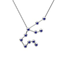 Aquarius Kolye - Lab safir 18 ayar beyaz altın kolye (40 cm gümüş rolo zincir) #9qy2ad