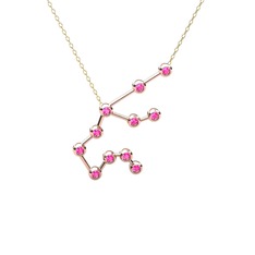 Pembe kuvars 925 ayar rose altın kaplama gümüş kolye (40 cm altın rolo zincir)