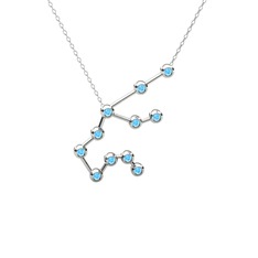 Aquarius Kolye - Akuamarin 8 ayar beyaz altın kolye (40 cm beyaz altın rolo zincir) #bebqj2