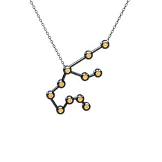 Aquarius Kolye - Sitrin 925 ayar siyah rodyum kaplama gümüş kolye (40 cm gümüş rolo zincir) #bkwa55