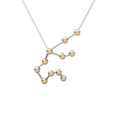 Aquarius Kolye - Sitrin 8 ayar beyaz altın kolye (40 cm beyaz altın rolo zincir) #by5r4c