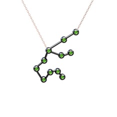 Aquarius Kolye - Peridot 925 ayar siyah rodyum kaplama gümüş kolye (40 cm gümüş rolo zincir) #cx6but