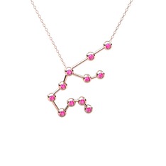 Aquarius Kolye - Pembe kuvars 8 ayar rose altın kolye (40 cm rose altın rolo zincir) #djum4r