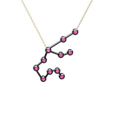 Aquarius Kolye - Pembe kuvars 925 ayar siyah rodyum kaplama gümüş kolye (40 cm altın rolo zincir) #dpo5ko