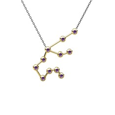 Aquarius Kolye - Ametist 8 ayar altın kolye (40 cm gümüş rolo zincir) #enr3j8