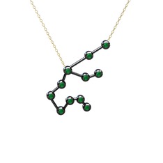 Aquarius Kolye - Kök zümrüt 925 ayar siyah rodyum kaplama gümüş kolye (40 cm altın rolo zincir) #etdh0r