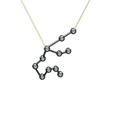 Aquarius Kolye - Beyaz zirkon 925 ayar siyah rodyum kaplama gümüş kolye (40 cm altın rolo zincir) #ezy1ch