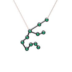 Aquarius Kolye - Yeşil kuvars 925 ayar siyah rodyum kaplama gümüş kolye (40 cm rose altın rolo zincir) #f8tvdr