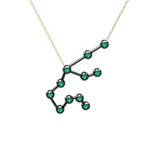 Aquarius Kolye - Yeşil kuvars 925 ayar siyah rodyum kaplama gümüş kolye (40 cm altın rolo zincir) #fgpgek