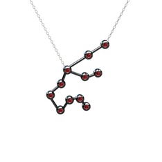 Aquarius Kolye - Garnet 925 ayar siyah rodyum kaplama gümüş kolye (40 cm beyaz altın rolo zincir) #h11j7d