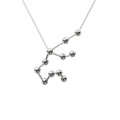 Aquarius Kolye - Siyah zirkon 8 ayar beyaz altın kolye (40 cm beyaz altın rolo zincir) #ib99cc