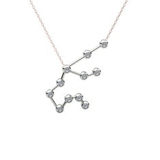 Aquarius Kolye - Beyaz zirkon 8 ayar beyaz altın kolye (40 cm rose altın rolo zincir) #if3hg2