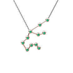 Aquarius Kolye - Yeşil kuvars 14 ayar rose altın kolye (40 cm gümüş rolo zincir) #j5eop5