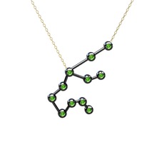 Peridot 925 ayar siyah rodyum kaplama gümüş kolye (40 cm altın rolo zincir)