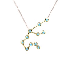 Aquarius Kolye - Akuamarin 14 ayar altın kolye (40 cm rose altın rolo zincir) #lni27c