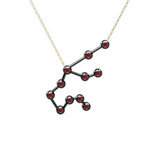 Aquarius Kolye - Garnet 925 ayar siyah rodyum kaplama gümüş kolye (40 cm altın rolo zincir) #mkgi2i