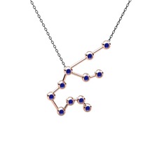Aquarius Kolye - Lab safir 8 ayar rose altın kolye (40 cm gümüş rolo zincir) #mxzaqj