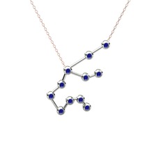 Aquarius Kolye - Lab safir 14 ayar beyaz altın kolye (40 cm rose altın rolo zincir) #o3kqd9