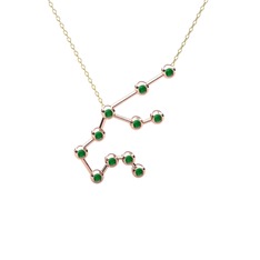 Aquarius Kolye - Kök zümrüt 14 ayar rose altın kolye (40 cm altın rolo zincir) #osmwd9