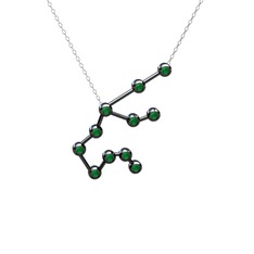 Aquarius Kolye - Kök zümrüt 925 ayar siyah rodyum kaplama gümüş kolye (40 cm beyaz altın rolo zincir) #p6kr44