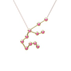 Pembe kuvars 925 ayar altın kaplama gümüş kolye (40 cm rose altın rolo zincir)