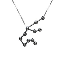 Aquarius Kolye - Siyah zirkon 925 ayar siyah rodyum kaplama gümüş kolye (40 cm gümüş rolo zincir) #vwskwd