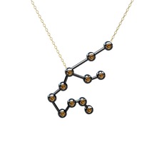Aquarius Kolye - Dumanlı kuvars 925 ayar siyah rodyum kaplama gümüş kolye (40 cm altın rolo zincir) #xvb5h2
