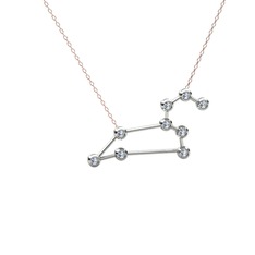 Leo Kolye - Swarovski 18 ayar beyaz altın kolye (40 cm rose altın rolo zincir) #13i702n