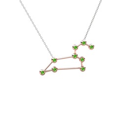 Peridot 925 ayar rose altın kaplama gümüş kolye (40 cm beyaz altın rolo zincir)