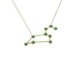 Leo Kolye - Yeşil kuvars 8 ayar altın kolye (40 cm gümüş rolo zincir) #17qhpxa