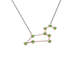 Leo Kolye - Peridot 18 ayar rose altın kolye (40 cm gümüş rolo zincir) #19an6td