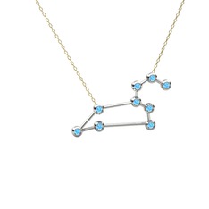 Akuamarin 925 ayar gümüş kolye (40 cm gümüş rolo zincir)