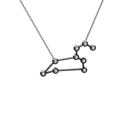 Leo Kolye - Swarovski 925 ayar siyah rodyum kaplama gümüş kolye (40 cm gümüş rolo zincir) #1bj0khp
