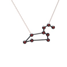 Garnet 925 ayar siyah rodyum kaplama gümüş kolye (40 cm rose altın rolo zincir)