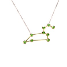 Leo Kolye - Peridot 925 ayar altın kaplama gümüş kolye (40 cm rose altın rolo zincir) #1im739p
