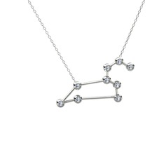 Pırlanta 925 ayar gümüş kolye (0.324 karat, 40 cm beyaz altın rolo zincir)